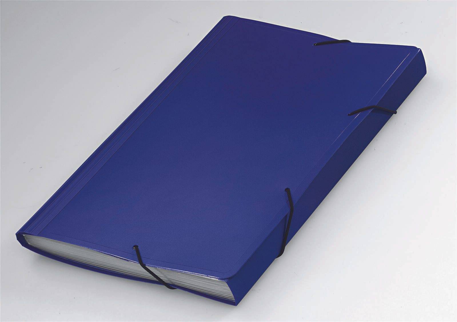 Fächer Gummizugmappe A4 PP 12 Fächer Gummizug vollfarbig blau