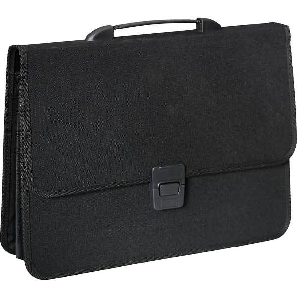 Aktentasche Textil 3 Fächer schwarz