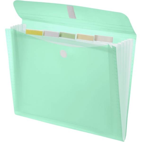 Fächer Klettverschlussmappe 'light' A4 PP 5 Fächer Klettverschluss grün transluzent