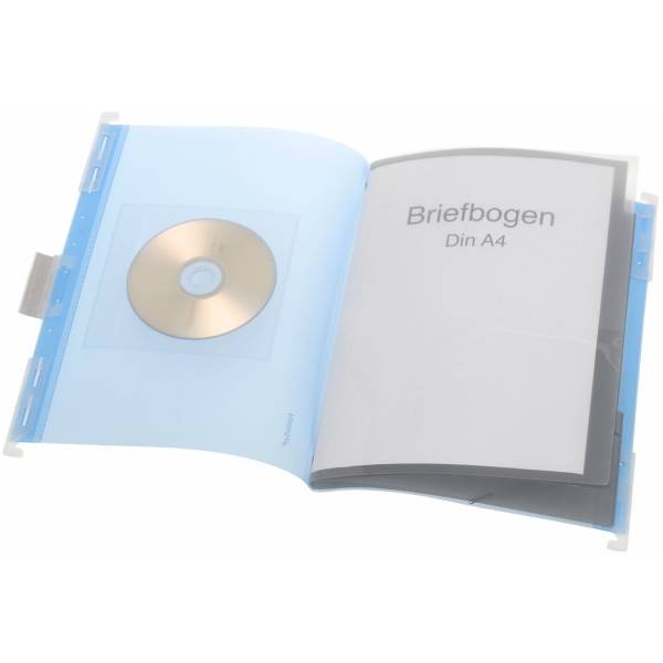 Hänge-Ordnungsmappe A4 PP 6 Fächer blau transluzent