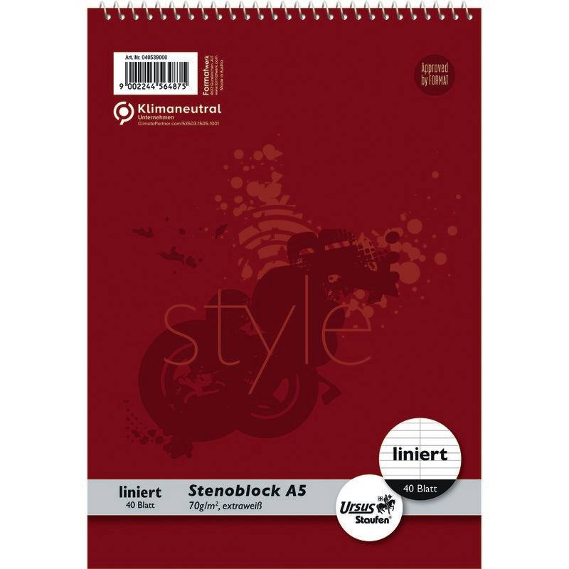 Staufen Steno-Block, DIN A5, weiß