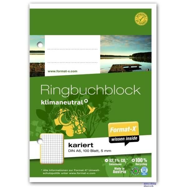 Ringbuchblock A6 70g 100 Blatt 5mm kariert