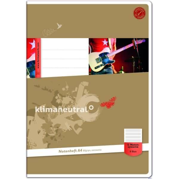 Notenheft A4 Lineatur 12 ohne Hilfslinie 8 Blatt