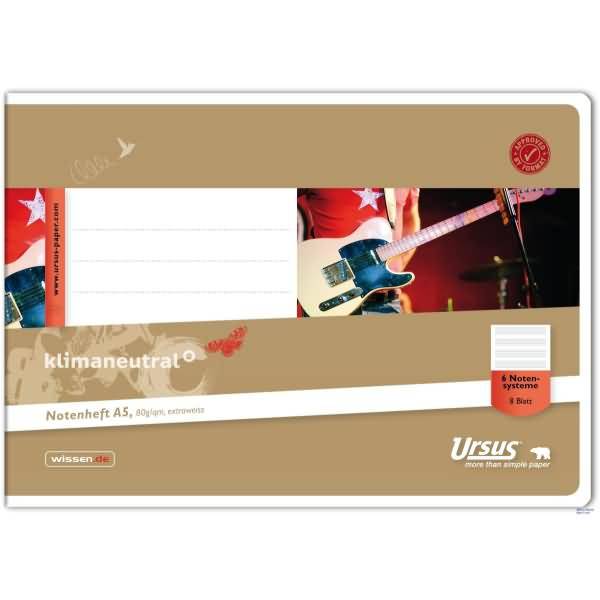 Notenheft A5q Lineatur 6 ohne Hilfslinie 8 Blatt