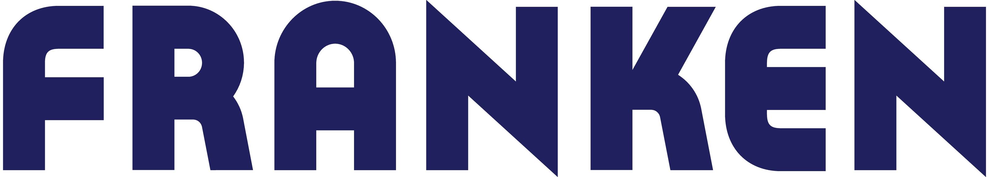 Logo mit der Aufschrift FRANKEN in fetten dunkelblauem Schriftzug auf weißem Hintergrund.