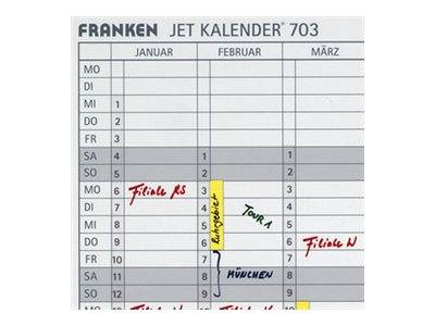 Ein Wandkalender mit der Bezeichnung „FRANKEN JET KALENDER '703'
