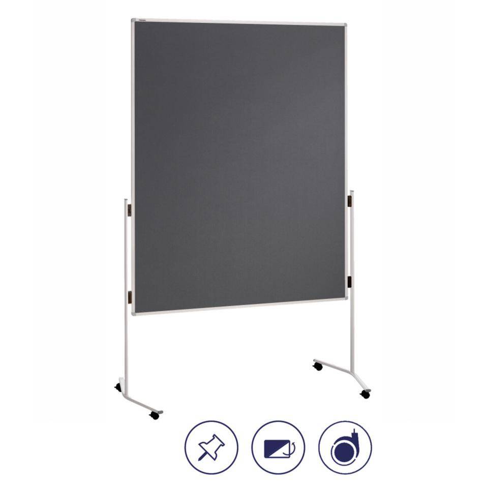 FRANKEN Moderationstafel ECO, einteilig, grau, Tafel:1500x1200mm, Höhe:1950mm, 5,4kg