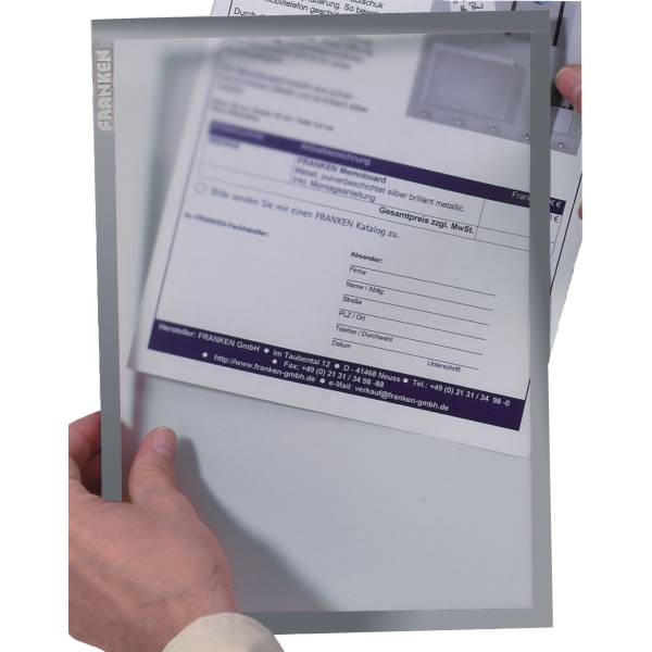 Dokumentenhalter magnetisch A4 grau VE=5 Stück