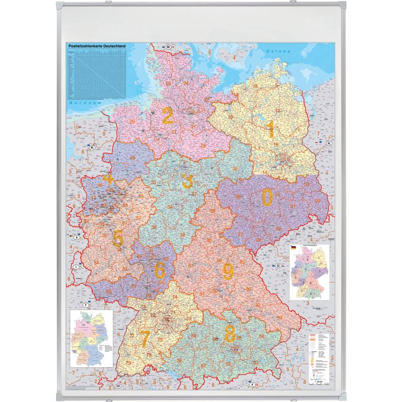 Kartentafel Postleitzahlen Deutschland Pinntafel 1:750.000 100x140 cm