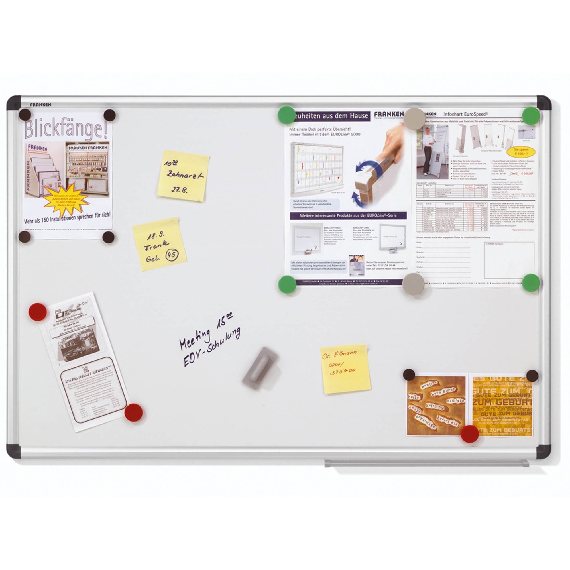 Franken Schreibtafel SC4102 90x60cm Alurahmen Ablage