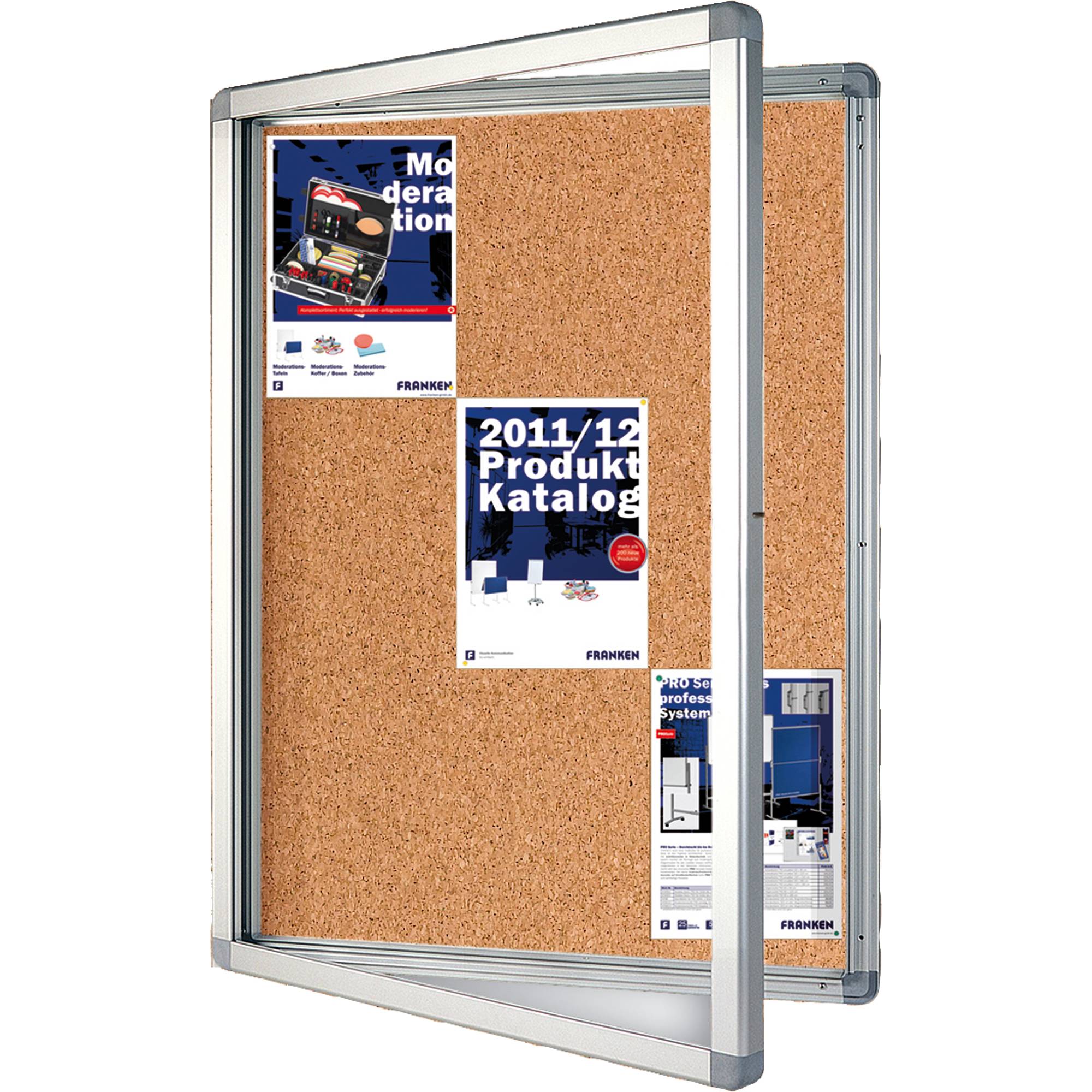 Schaukasten ECO für 15x A4 Flügeltüren 117,5x99x4,5cm Kork braun