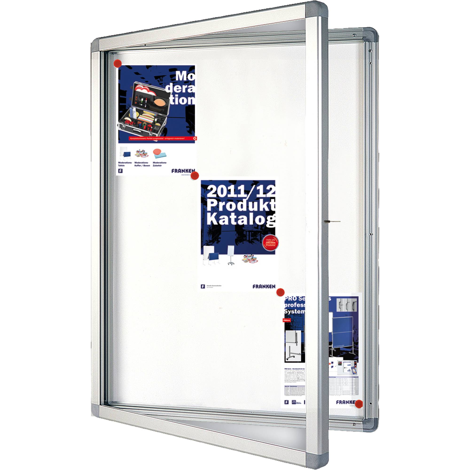 Schaukasten Eco 98x101,1x4,5cm silber mit Whiteboard für Außenbereich
