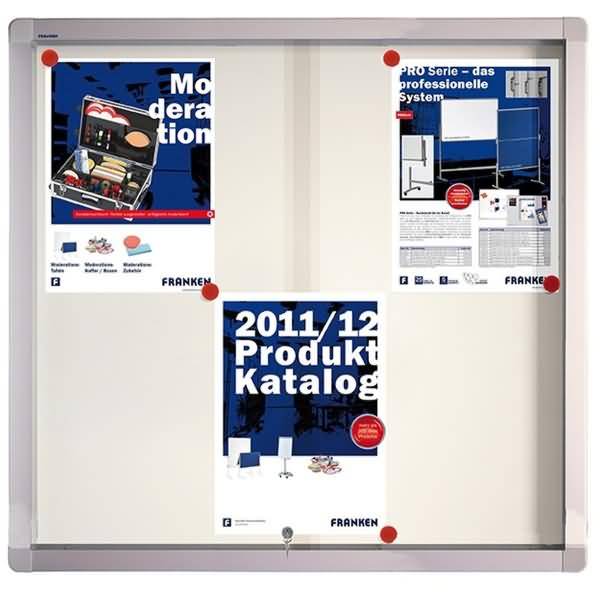 Schaukasten Pro73x68x4,6cm silber mit Whiteboard für Innenbereich