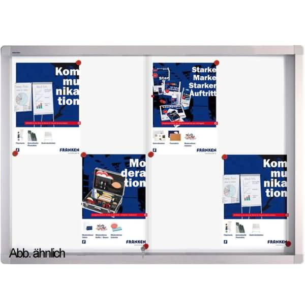 Schaukasten Pro 73x99x4,6cm silber mit Whiteboard für Innenbereich