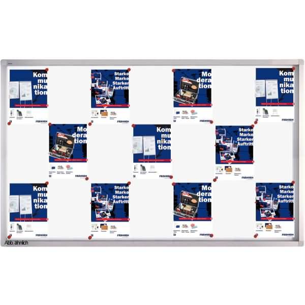 Schaukasten Pro 184x99x4,6cm silber mit Whiteboard für Innenbereich