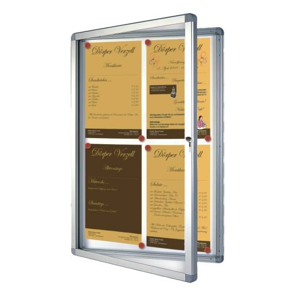 Schaukasten 67,5x75x4,5cm silbereloxiert mit Flügeltür