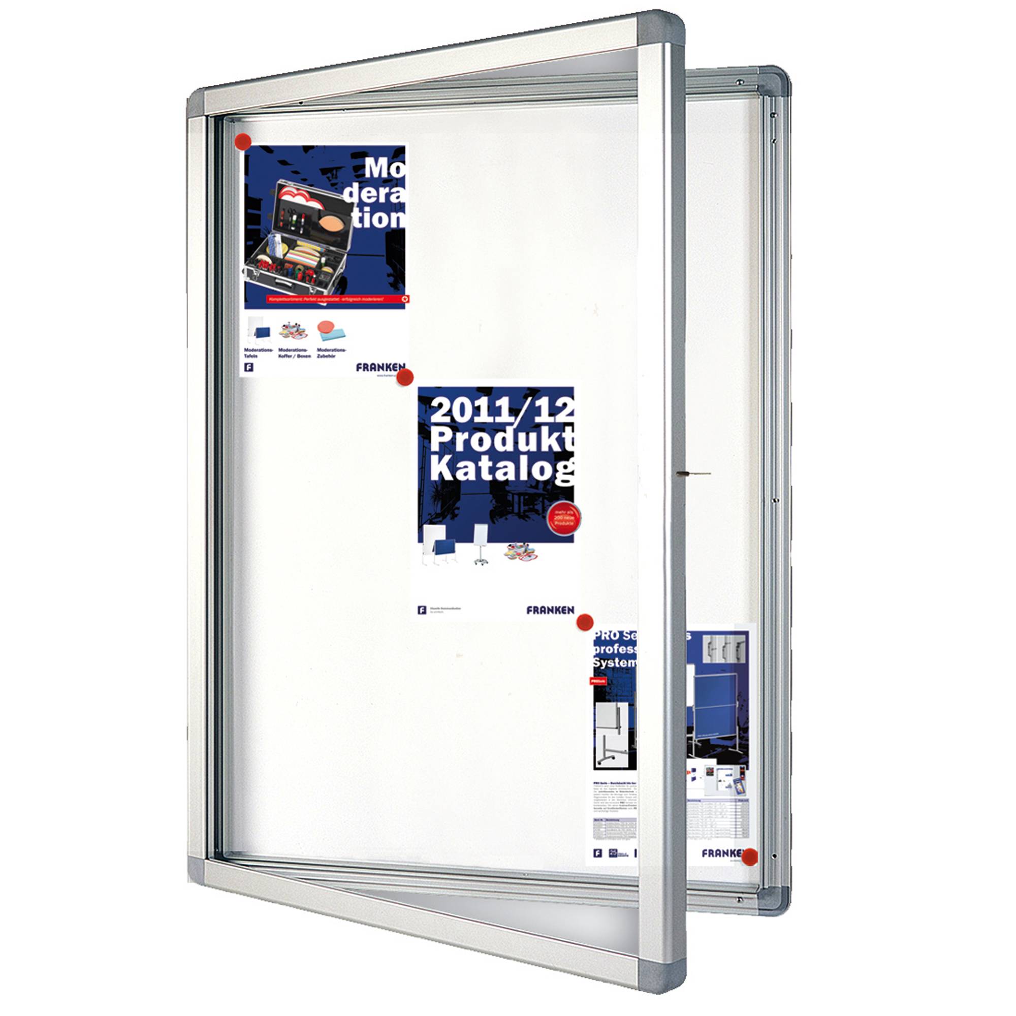 Schaukasten 106x89,5x4,5cm silbereloxiert mit Flügeltüren