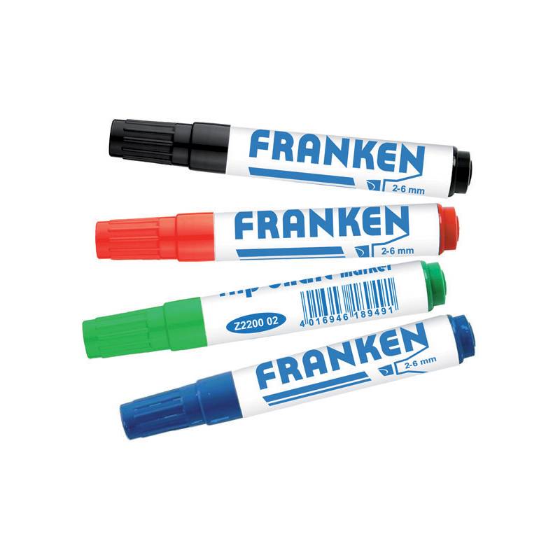 Franken GmbH FRANKEN - Marker - für Flipchart, Tafel, Pappe - Schwarz, Rot, Blau, Grün - Pigmenttinte - 2-6 mm (Packung mit 4)