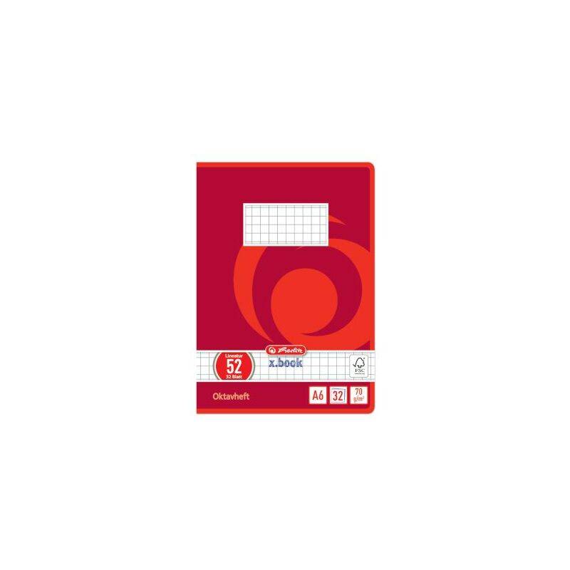 herlitz Oktavheft x.book, DIN A6, kariert, 70 g/qm, 32 Blatt