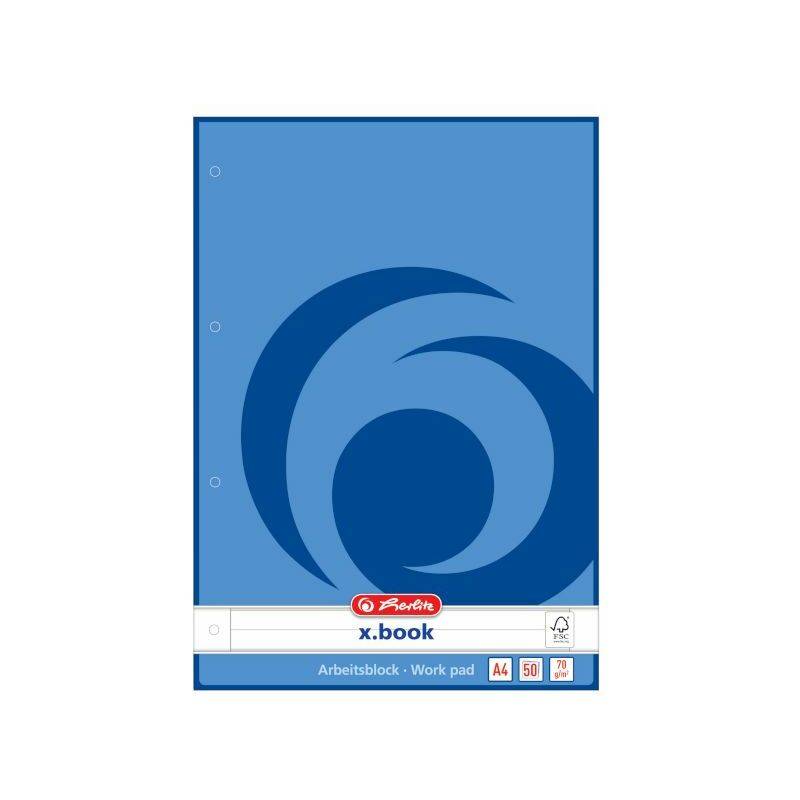 herlitz Arbeitsblock x.book DIN A4, 50 Blatt, liniert