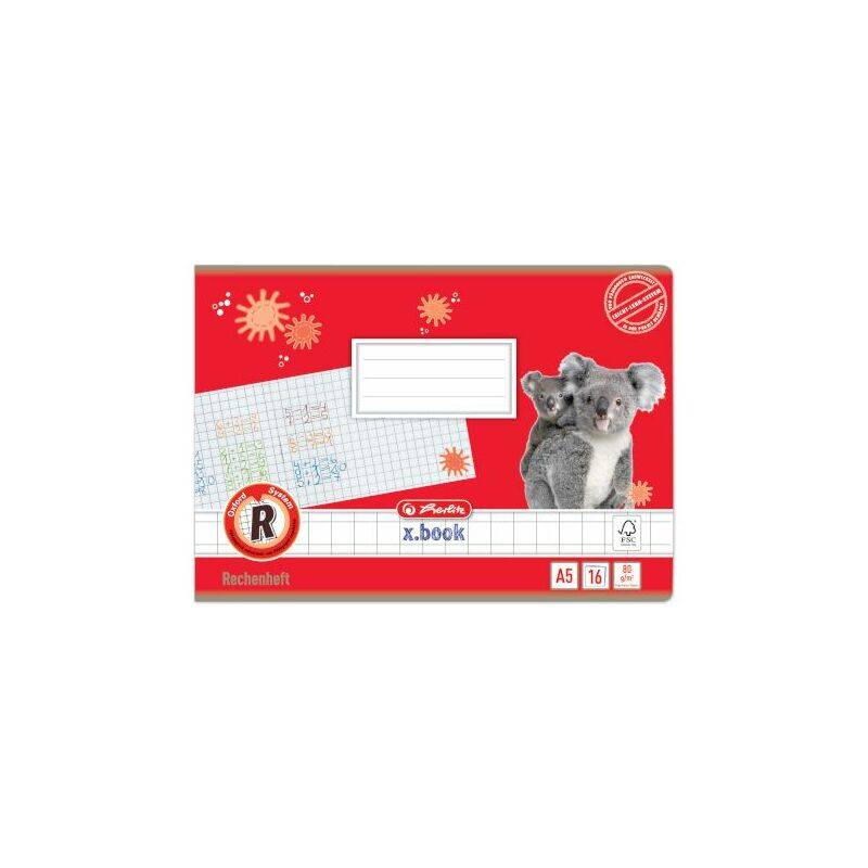 herlitz Rechenheft x.book, DIN A5 quer, Lineatur R / kariert