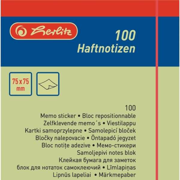 Haftnotizen 75x75mm gelb VE=100 Blatt