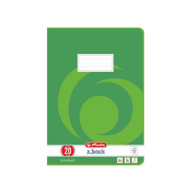 herlitz Schulheft x.book, DIN A4, Lineatur 20 / blanko