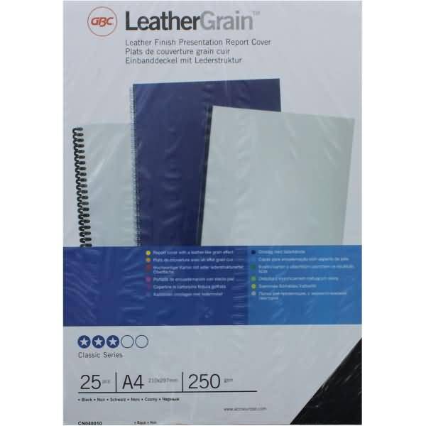 Deckblatt LeatherGrain A4 Karton VE=25 Stück schwarz