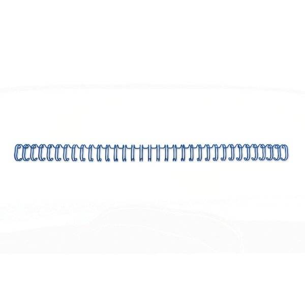 Eine lange blaue Spiralbindung oder Schraubenfeder, die horizontal auf weißem Hintergrund gezeigt wird.