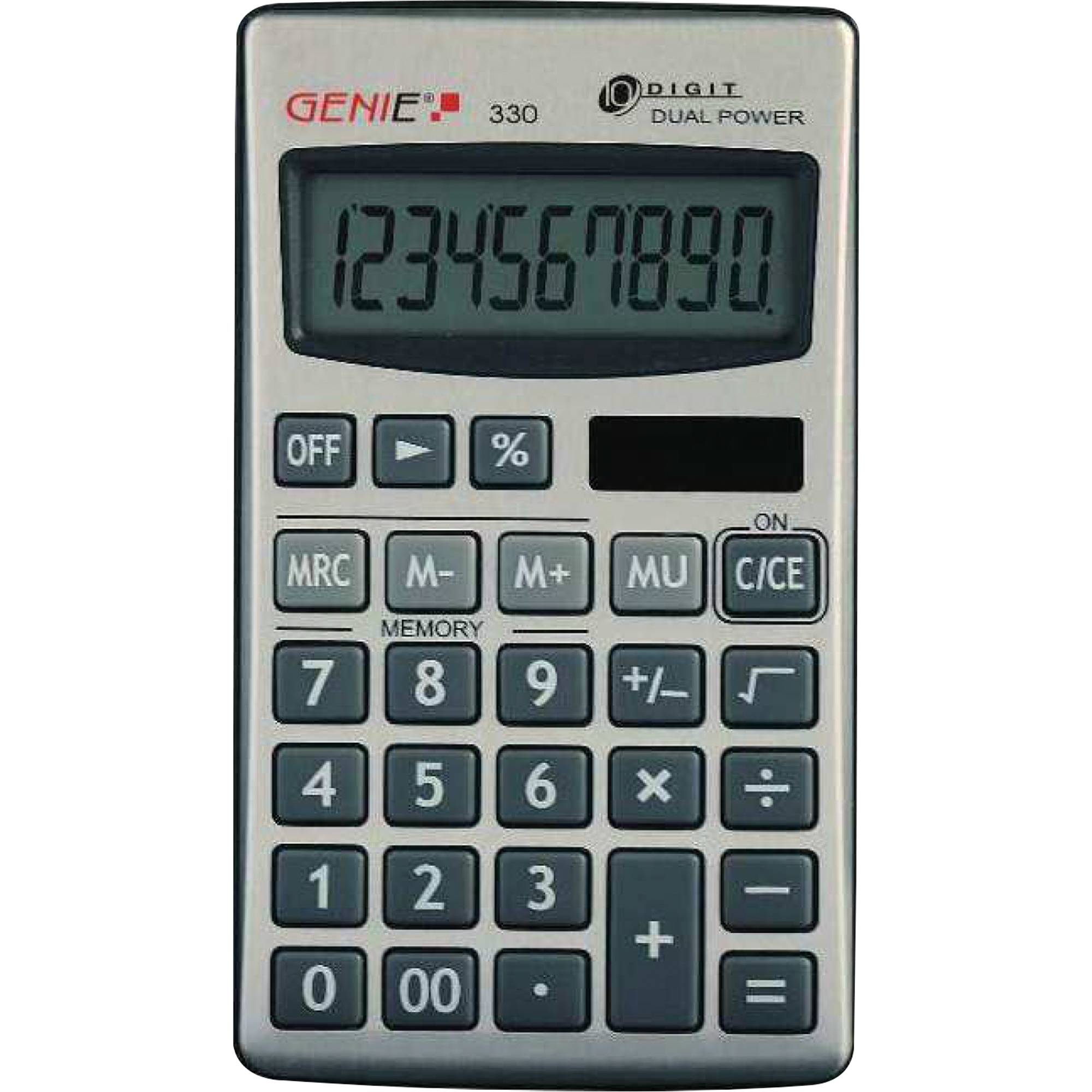 Genie 330, Tasche, Display-Rechner, 10 Ziffern, Batterie/Solar, Schwarz, Silber