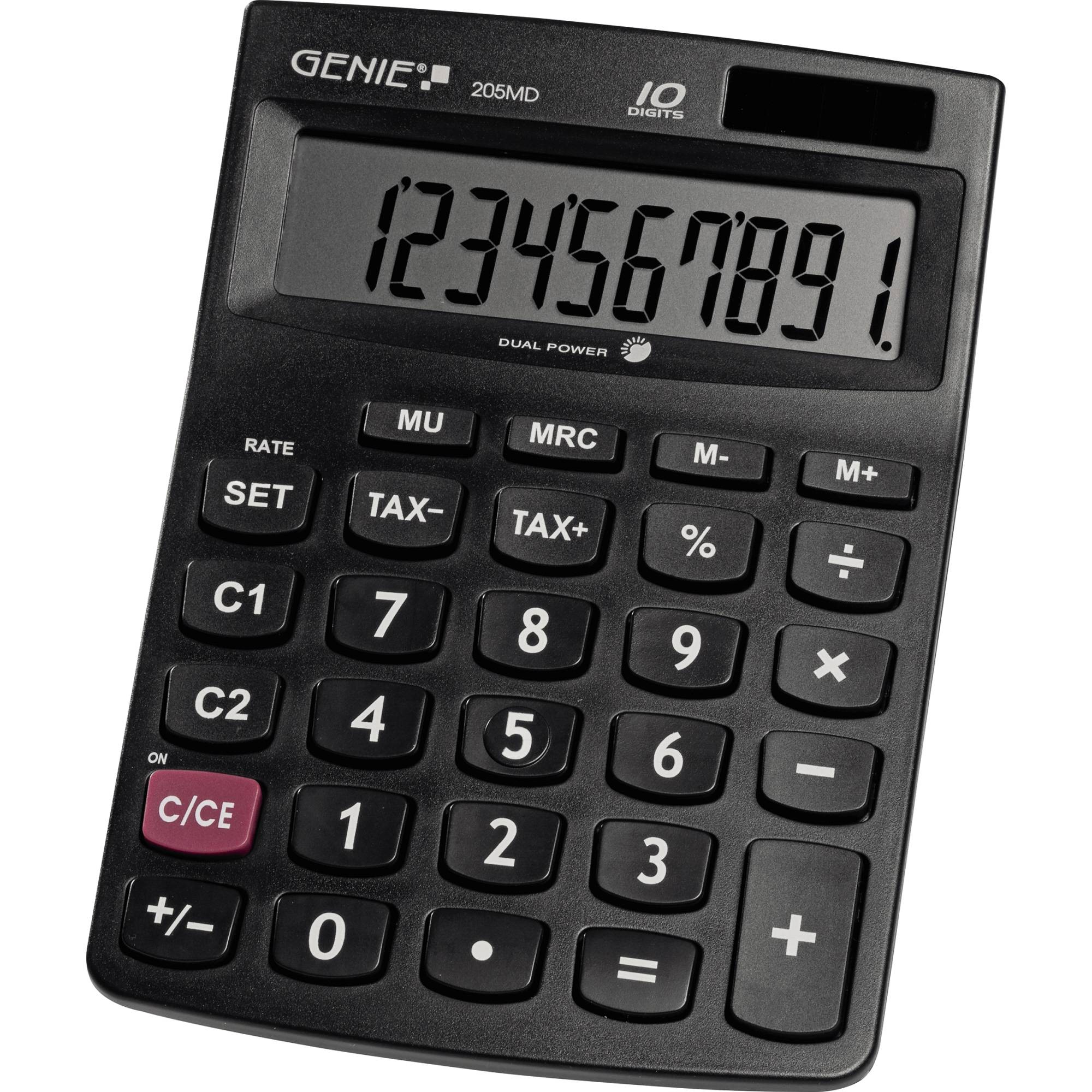 Genie 205 MD, Desktop, Einfacher Taschenrechner, 10 Ziffern, Batterie/Solar, Schwarz