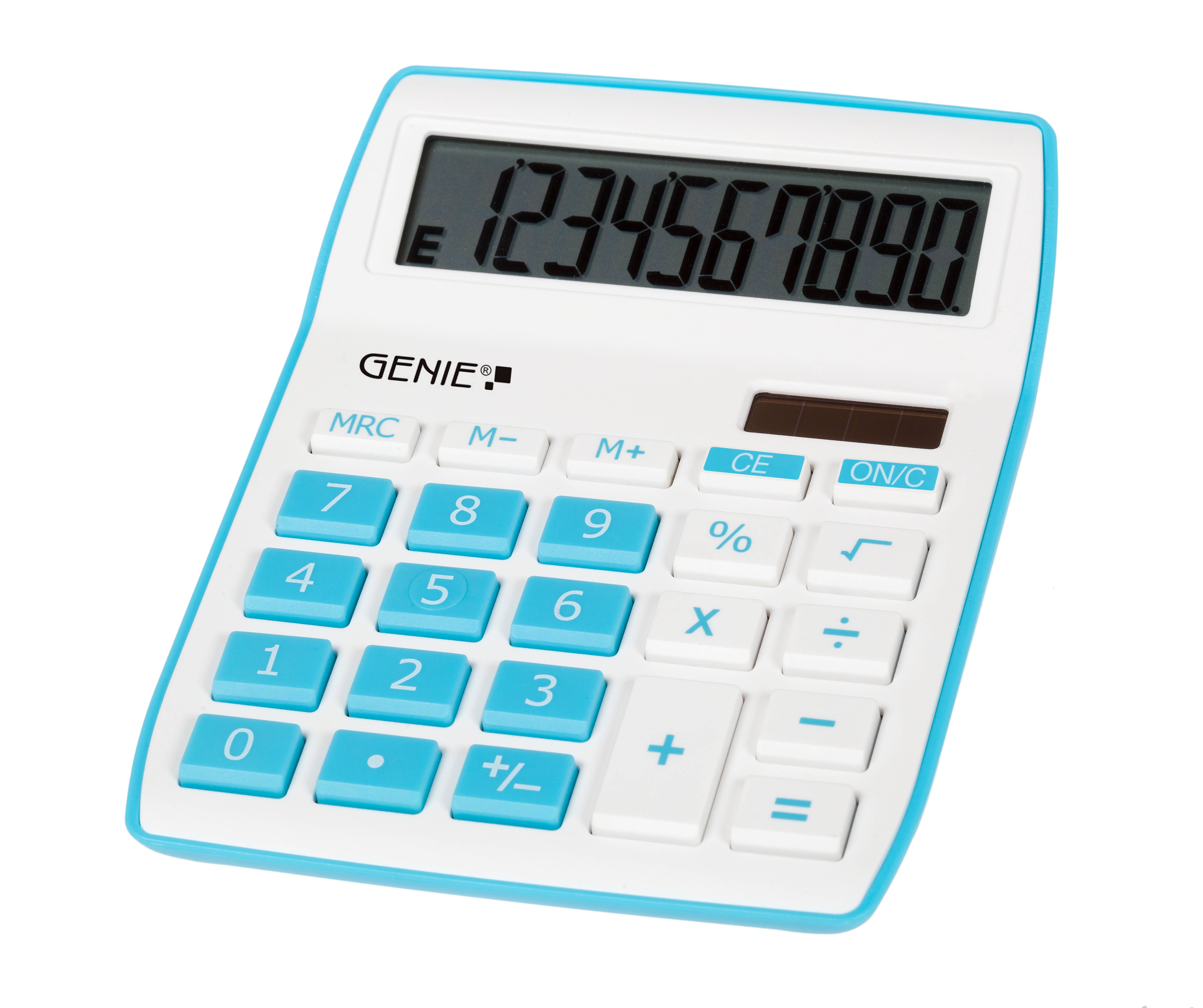 Genie 840 B, Desktop, Display-Rechner, 10 Ziffern, Display klappbar, Batterie/Solar, Blau, Weiß