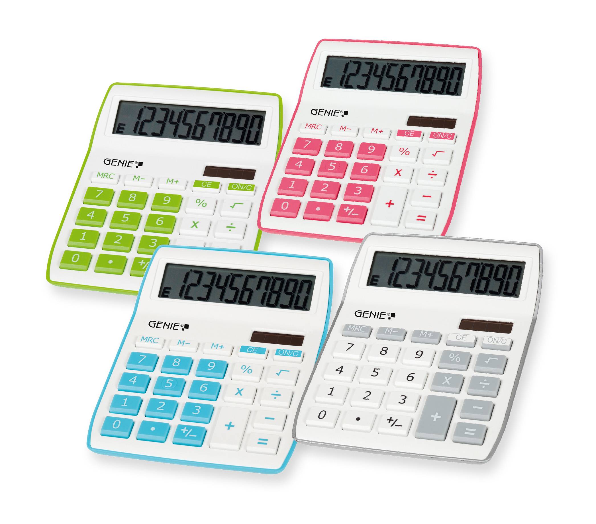 Genie 840 P, Desktop, Display-Rechner, 10 Ziffern, Display klappbar, Batterie/Solar, Pink, Weiß