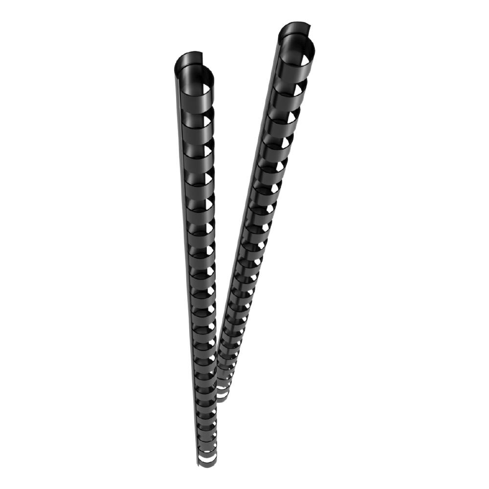 Zwei schwarze flexible spulenförmige Rohre oder Kabel, die aufrecht vor weißem Hintergrund stehen, eines höher als das andere.