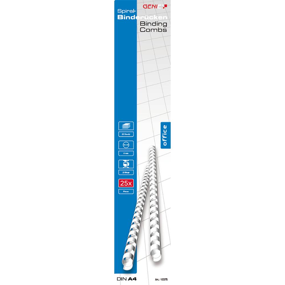 Genie 12375, Binderücken, Weiß, 25 Blätter, Kunststoff, 6 mm, 60 mm