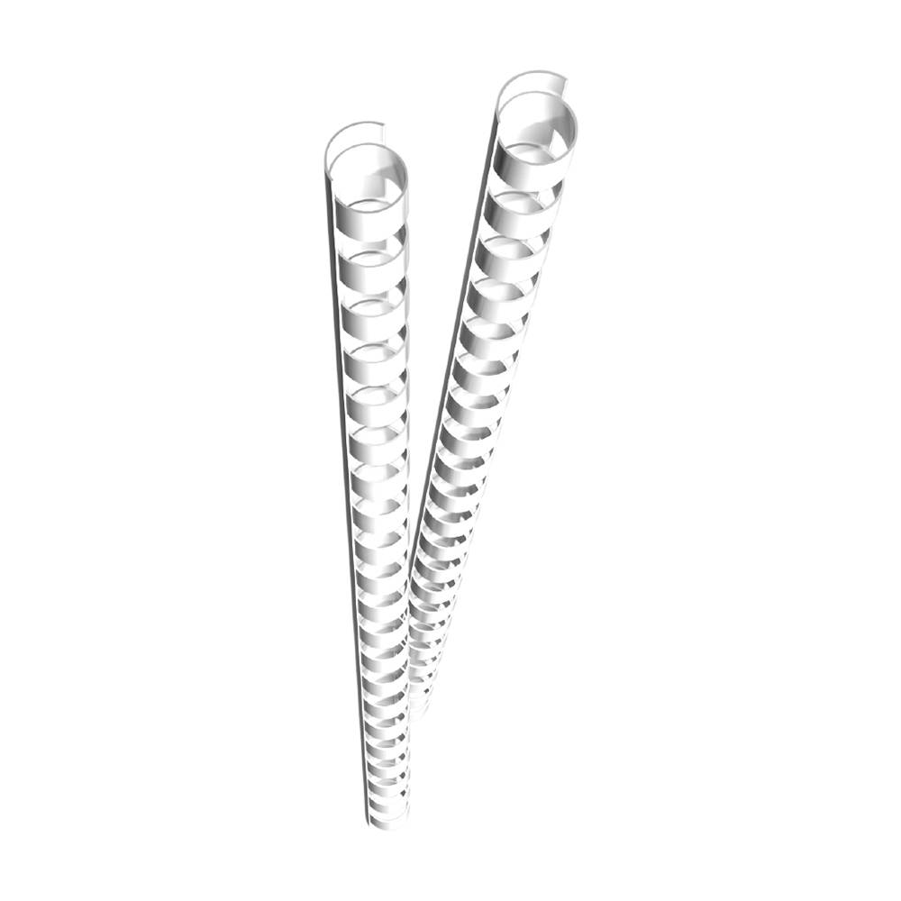 Zwei silberne schraubenförmige Spiralstäbe verjüngen sich in einer V-Form nach unten auf weißem Hintergrund.