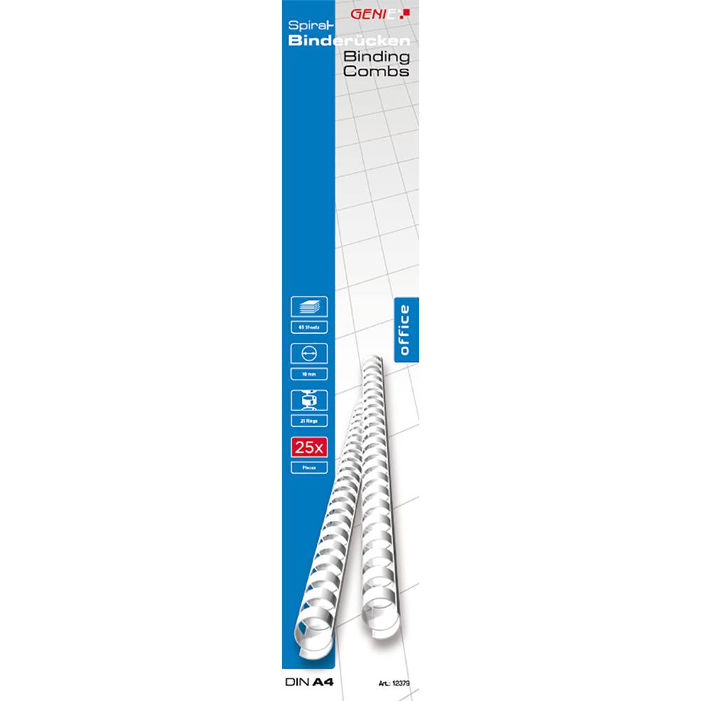 Genie 12379, Binderücken, Weiß, 65 Blätter, Kunststoff, 1 cm, 100 mm
