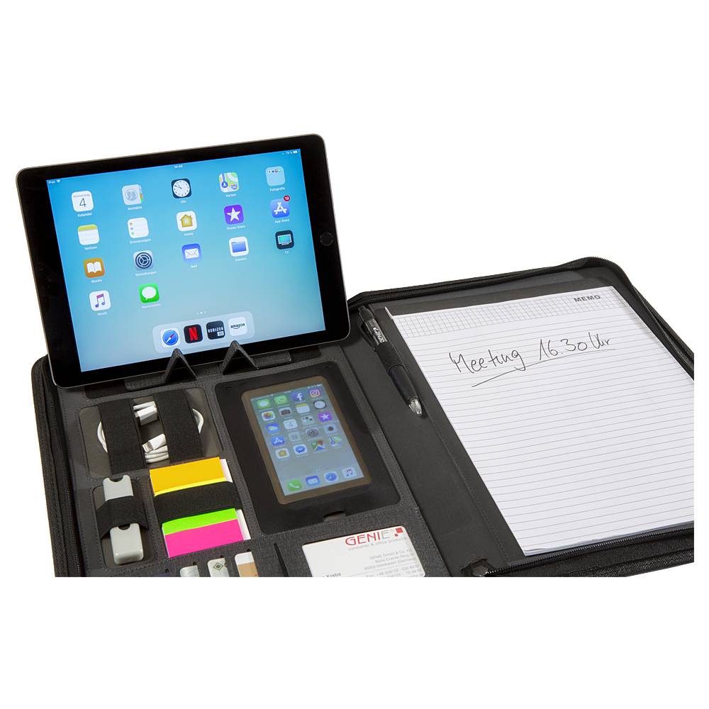 Genie 12668, A4, Kunstleder, Nylon, Schwarz, Matt, Reißverschluss, 270 mm