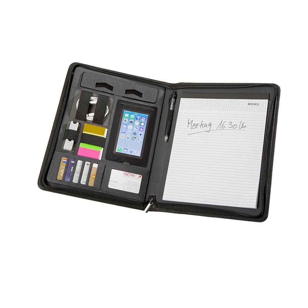 Genie 12668, Kunstleder, Nylon, Schwarz, A4, Reißverschluss, 270 mm, 30 mm