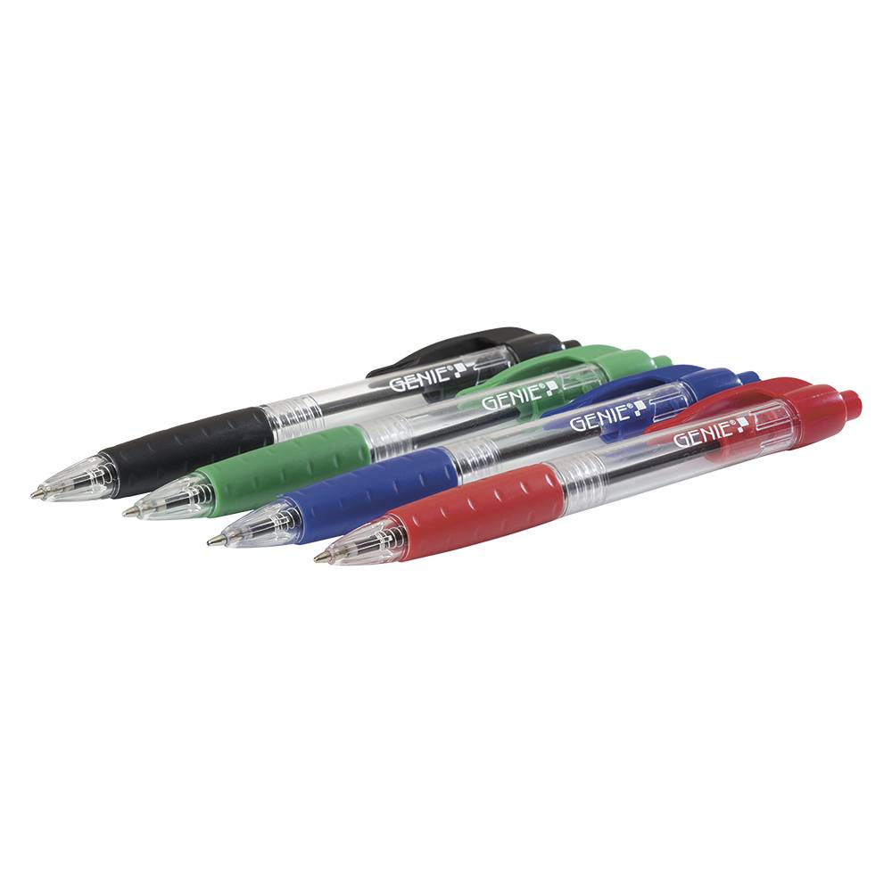 Genie 40002, Clip, Clip-on-Einziehkugelschreiber, Schwarz, Blau, Grün, Rot, 4 Stück(e)
