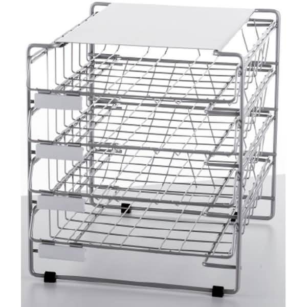 Briefablage-Gestell 4 Körbe Längsformat B4 silbergrau