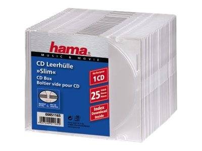 Hama - Slim Jewel Case für Speicher-CD - Kapazität: 1 CD - durchsichtig (Packung mit 25)