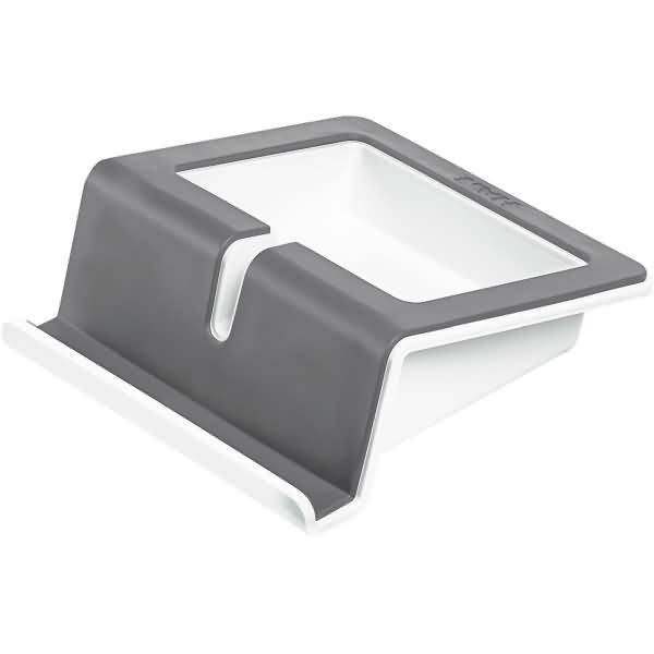 Tabletständer UP Tablet Stand mit Soft-Grip Oberfläche und Kabelhalterung dunkelgrau-weiß