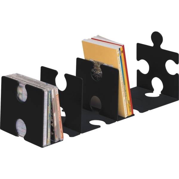 CD/Buchstütze Puzzle im 2er-Pack schwarz