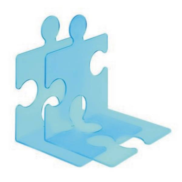 CD/Buchstütze Puzzle im 2er-Pack transluzent blau