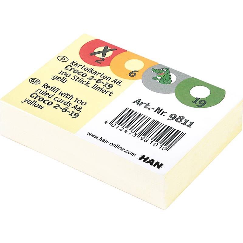HAN Karteikarten für Lernkartei CROCO 2-6-19, A8 quer
