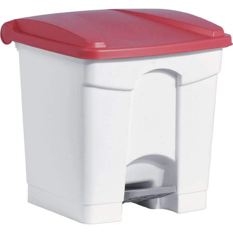 helit Tret-Abfalleimer "the step", 30 Liter, weiß/rot