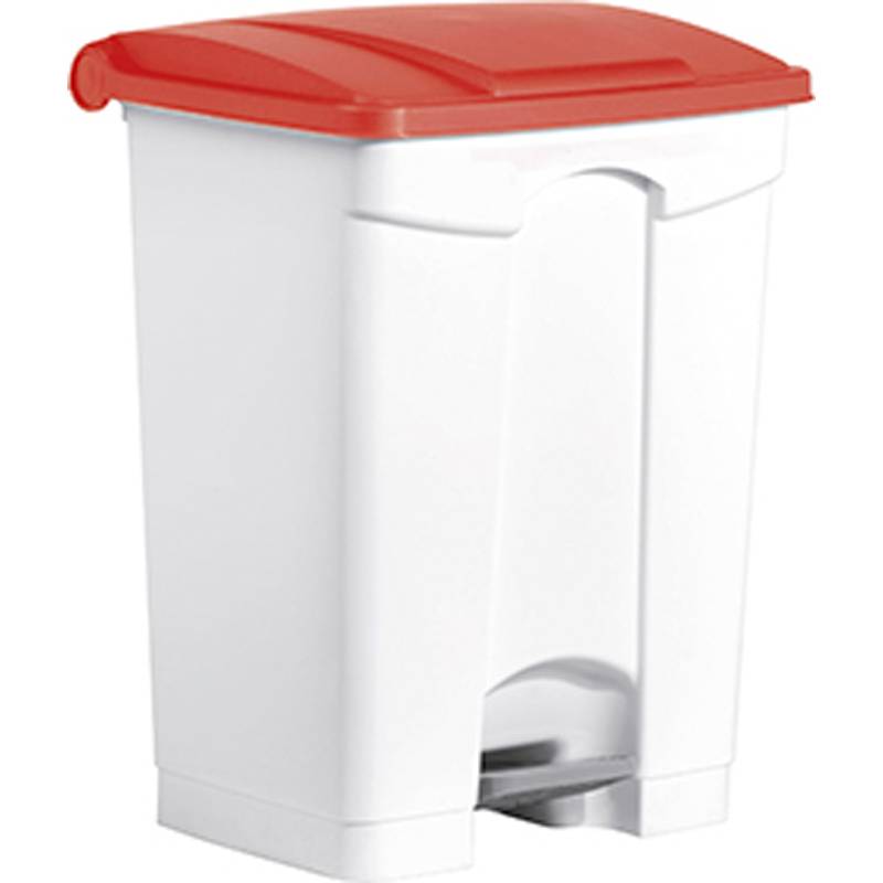 helit Tret-Abfalleimer "the step", 70 Liter, weiß/rot