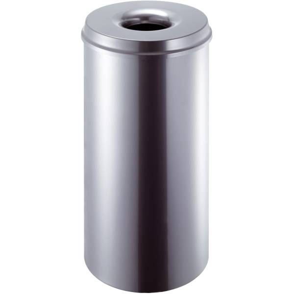 Papierkorb 30l Metall mit Löschkopf silber