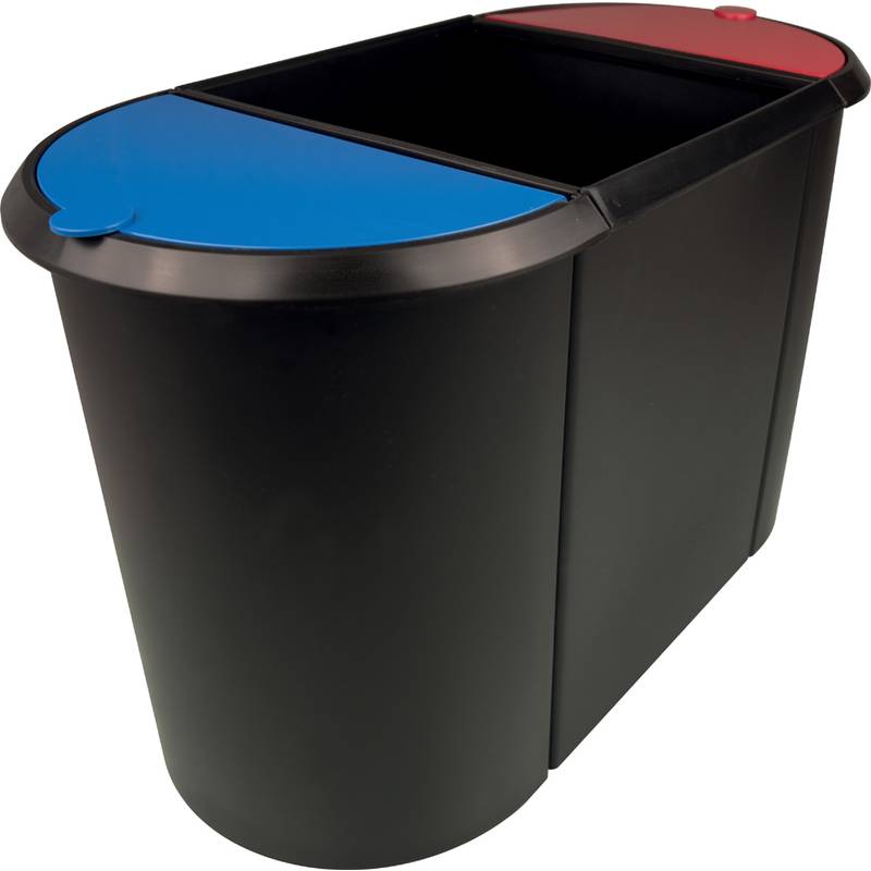 helit Papierkorb "the triple", oval, PE, schwarz/rot/blau